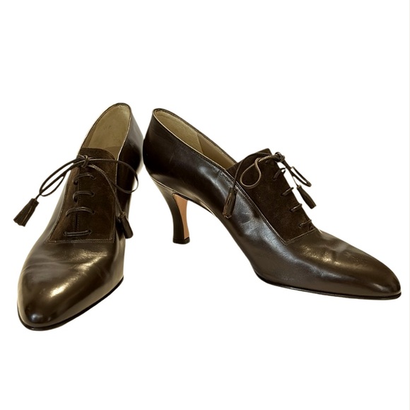 Salvatore Ferragamo Shoes - 🔥NOT FOR SALE🔥Salvatore Ferragamo Brown Leather Heeled Oxford Style Lace Up Pump